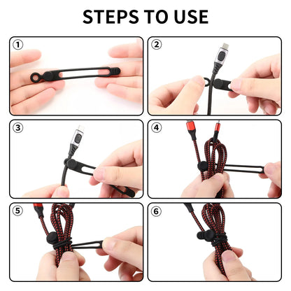 Silicone Cable Ties Reusable Cord Organizer Elastic Wire Straps