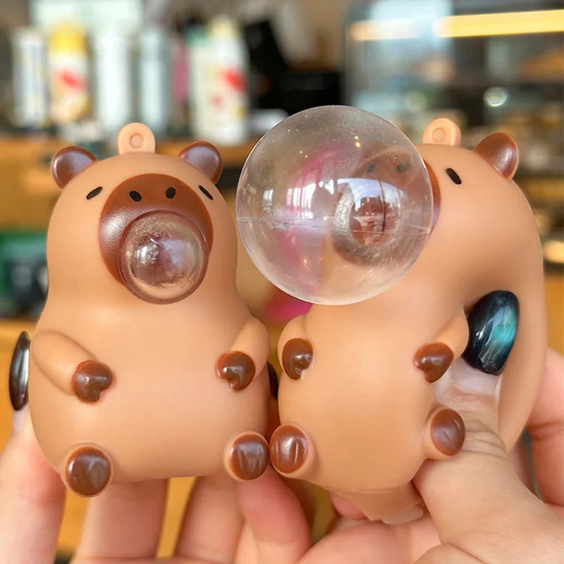 Capybara Squeeze Toy Keychain Bubble Spit Bag Charm