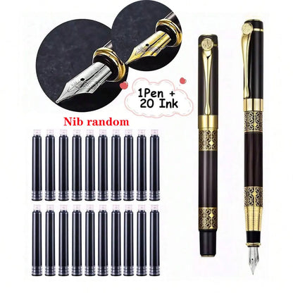 Retro Metal Fountain Pen Replaceable Ink Office Writing Set