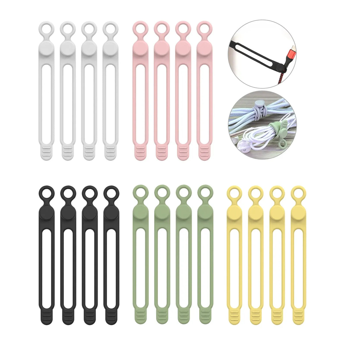 Silicone Cable Ties Reusable Cord Organizer Elastic Wire Straps