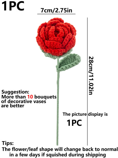 Crochet Handmade Rose Bouquet Artificial Velvet Decor