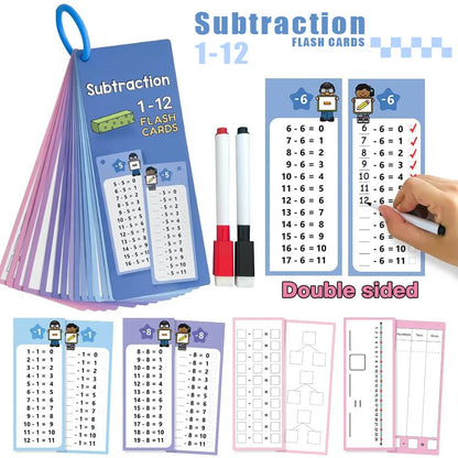 Reusable Math Training Cards Set Wipeable Math Operations