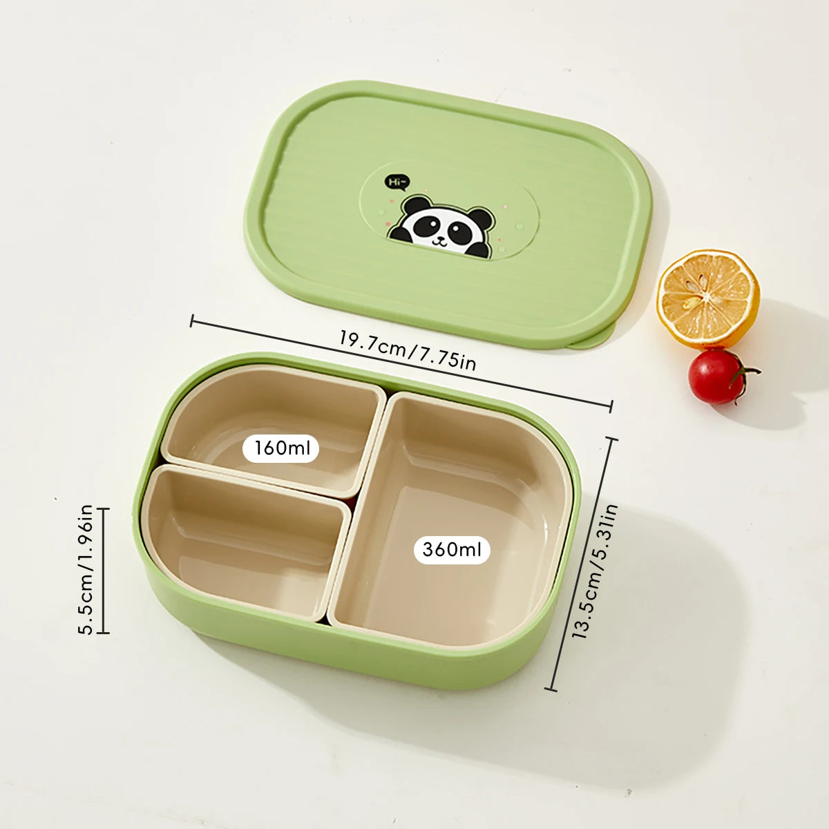 3 Grids Microwave Plastic Lunch Box Detachable Fruit Bento Box