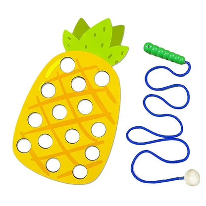 Wooden Lacing Toy Fruit Threading Activity Puzzle