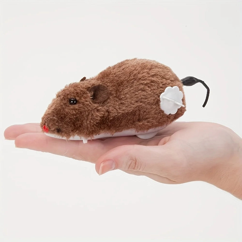 Wind Up Plush Mouse Toy Mechanical Moving Cat Teaser