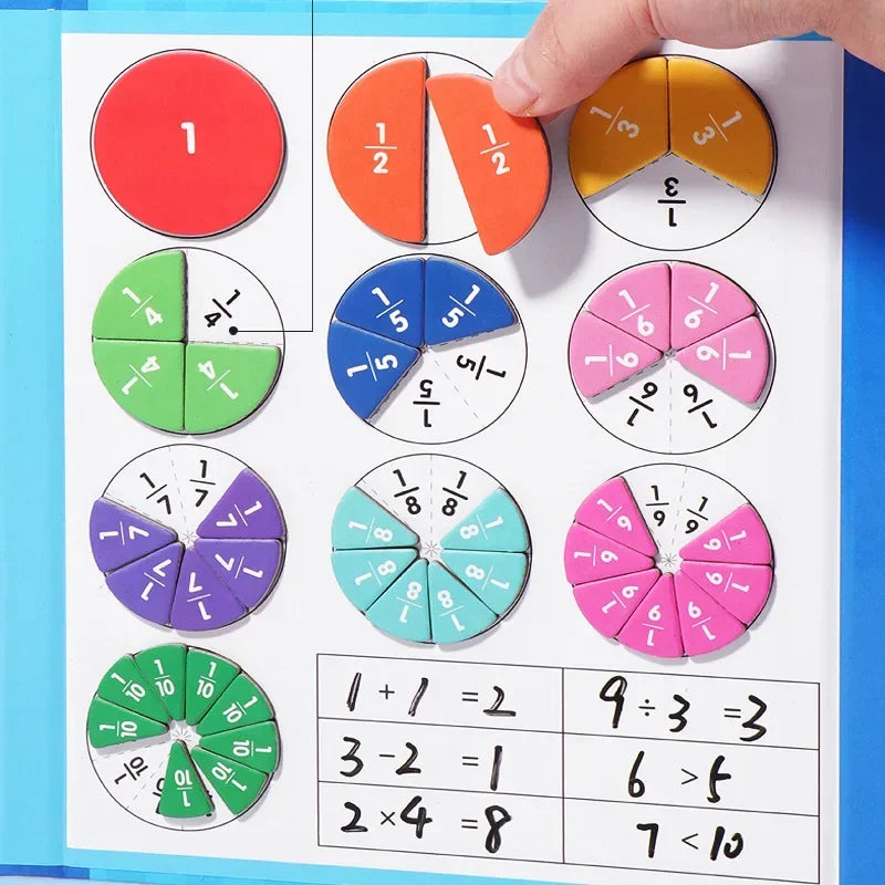 Magnetic Fraction Demonstration Book Wooden Math Toy