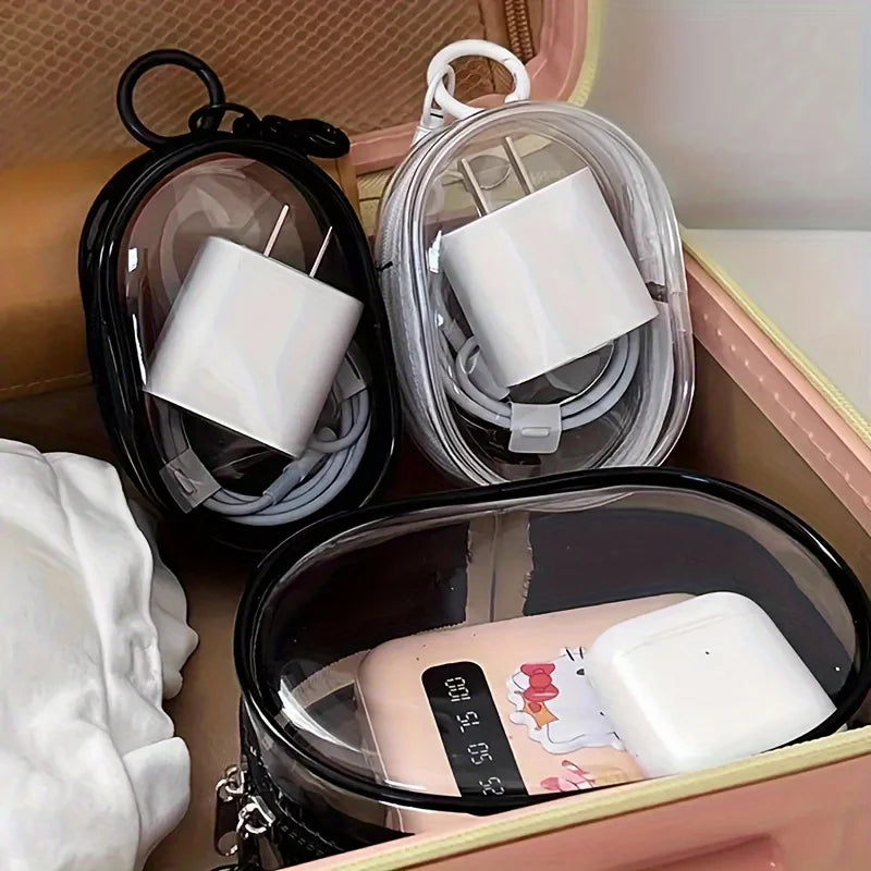 Mini Clear Zipper Storage Bag Earphone Organizer