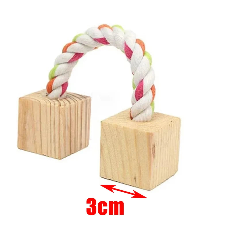Natural Wooden Small Animal Chew Toys Rabbit Roller