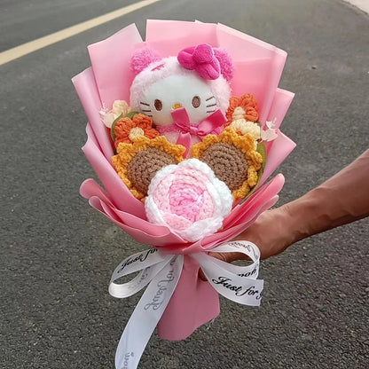Cartoon Plush Flower Bouquet Artificial Rose Doll Gift
