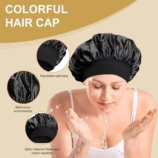 Silk Satin Hair Bonnet Night Sleep Shower Cap Large Wrap