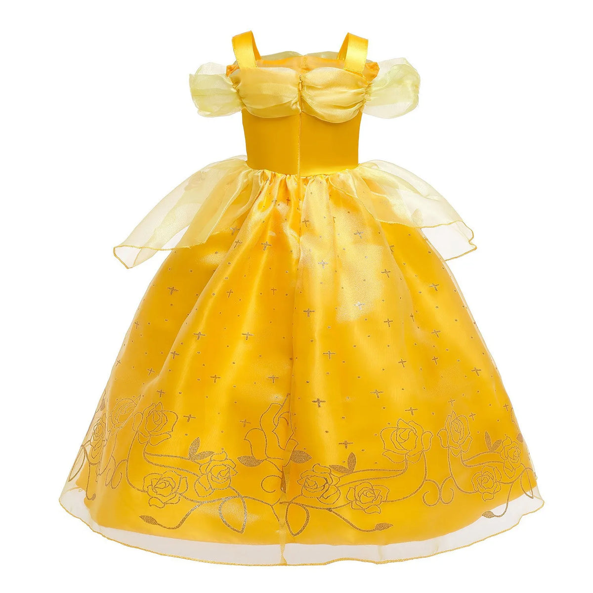 Yellow Princess Halloween Cosplay Dress Kids Carnival Gown