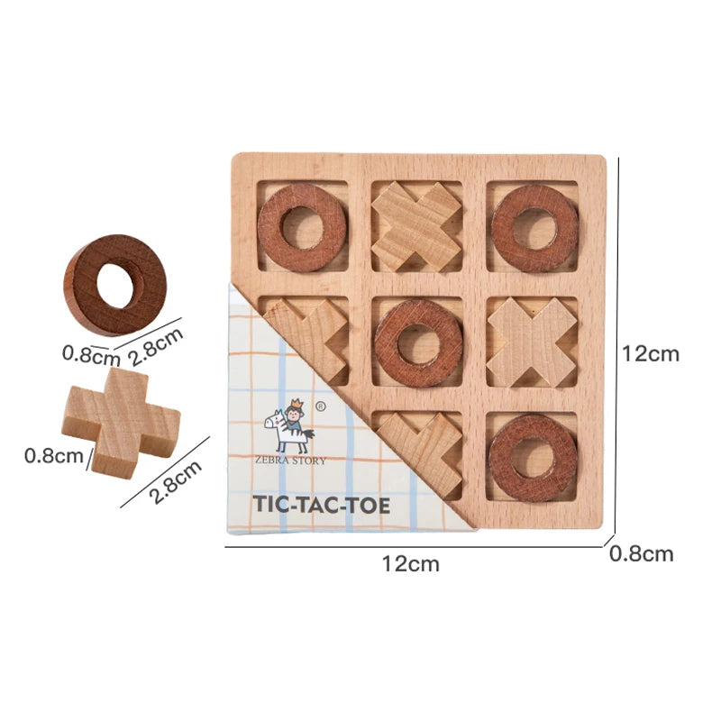 Wooden Tic Tac Toe Game Mini Educational Chess Toy