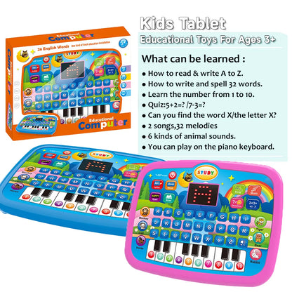 Kids Educational Tablet Toy Literacy Math Electronic Keyboard