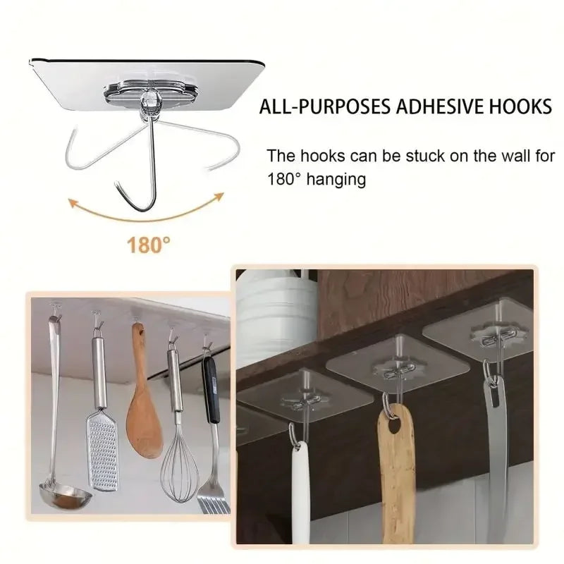 Transparent Self Adhesive Wall Hooks Clear Towel Hanger