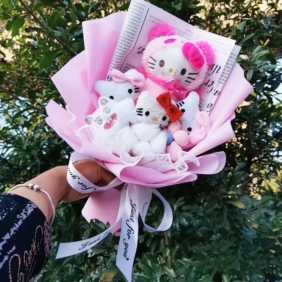Cartoon Plush Flower Bouquet Artificial Rose Doll Gift