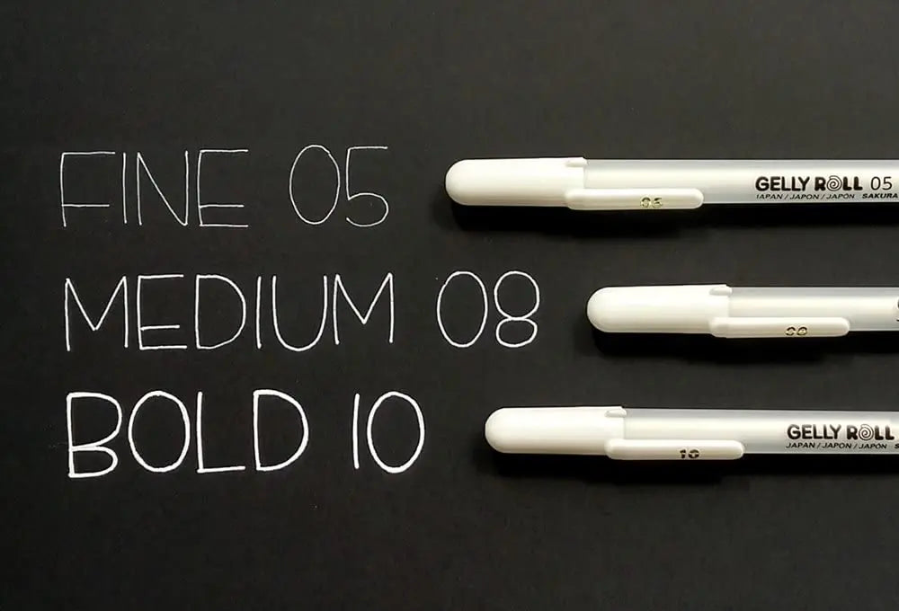 White Gel Pens For Art Opaque Highlight Markers Fine Medium Bold
