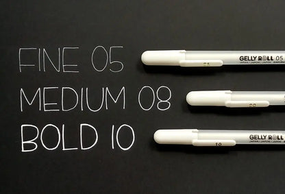 White Gel Pens For Art Opaque Highlight Markers Fine Medium Bold