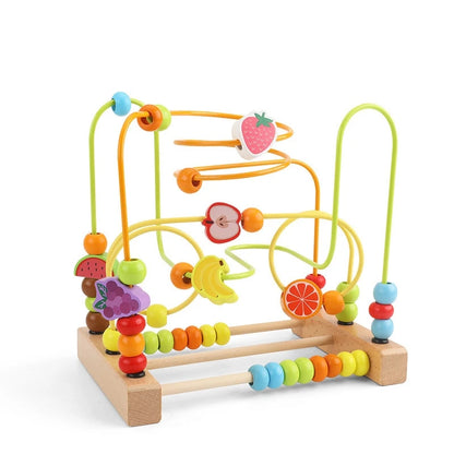 Wooden Bead Maze Roller Coaster Toddler Abacus Toy