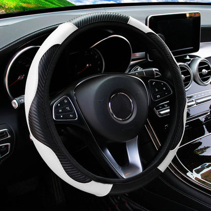 Carbon Fiber Steering Wheel Cover for 14.5 to 15 Inch Wheels