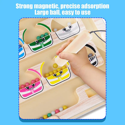 Magnetic Color and Number Maze Board Wooden Sorting Puzzle