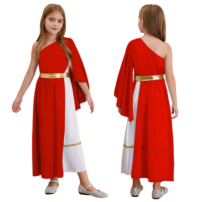 Girls Halloween Carnival Ancient Greek Roman Athena Goddesses Princess Queen Costume Greece Beauty Toga Worship Choir Dress Robe