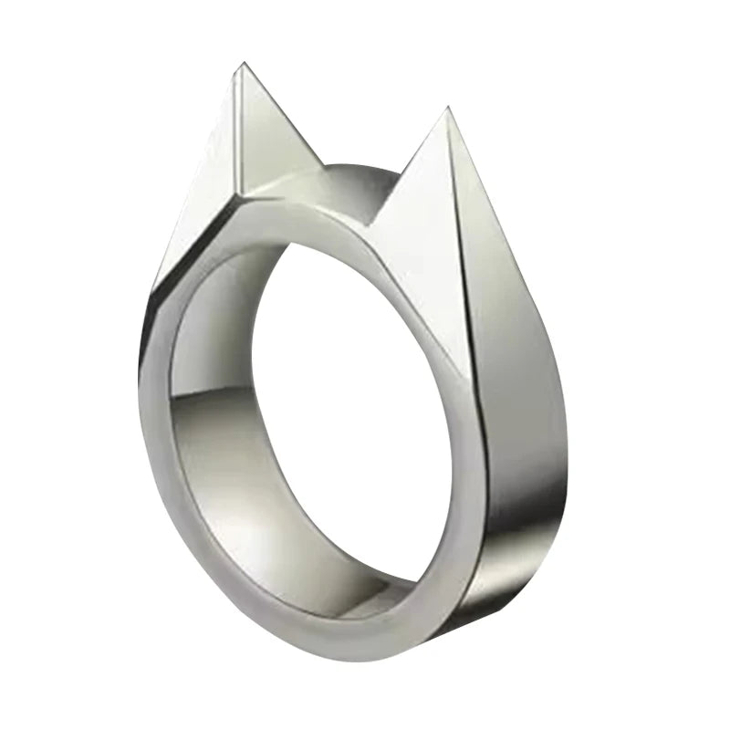 Self-defense cat ear ring window breaker women's anti-wolf men's single finger buckle carry defense spikes finger tiger .