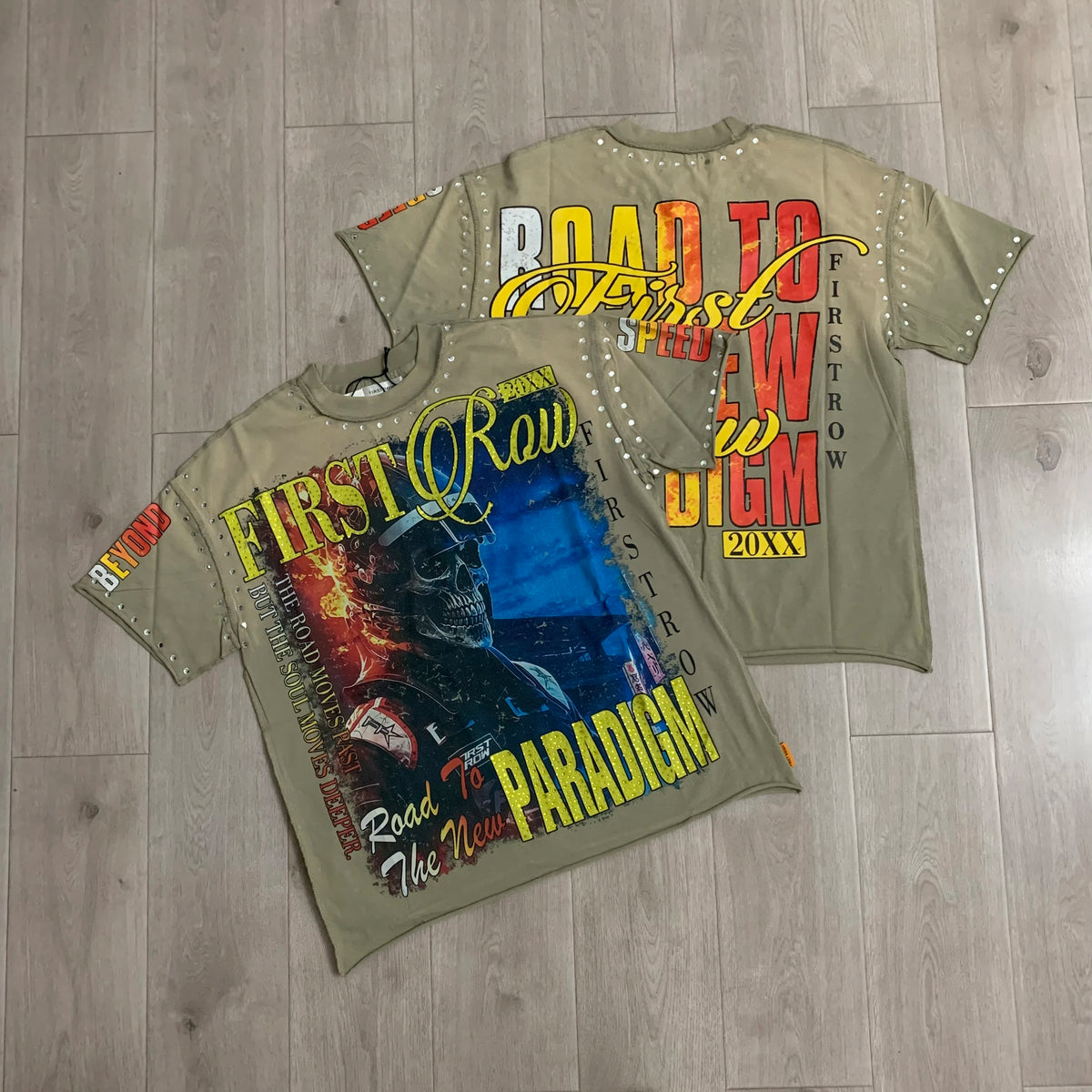 Vintage Washed Diamond Cropped Tee Streetwear Oversized T Shirt