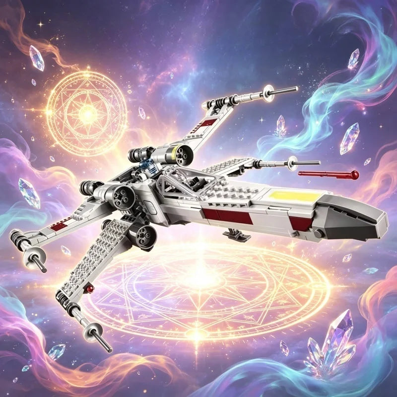 New MOC Space Battle X Spaceship Vehicle Building Blocks Model, Home Decor Ornament, Festival Gift