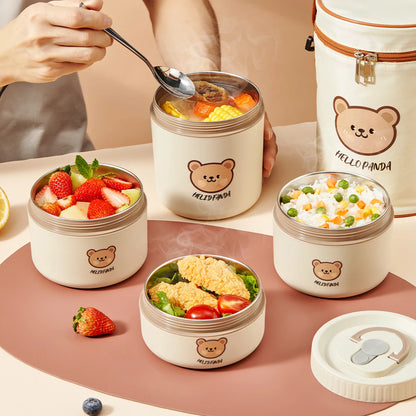 Large Capacity Stainless Steel Thermal Bento Box Cute Insulated Container