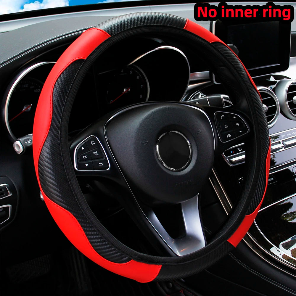Carbon Fiber Steering Wheel Cover for 14.5 to 15 Inch Wheels