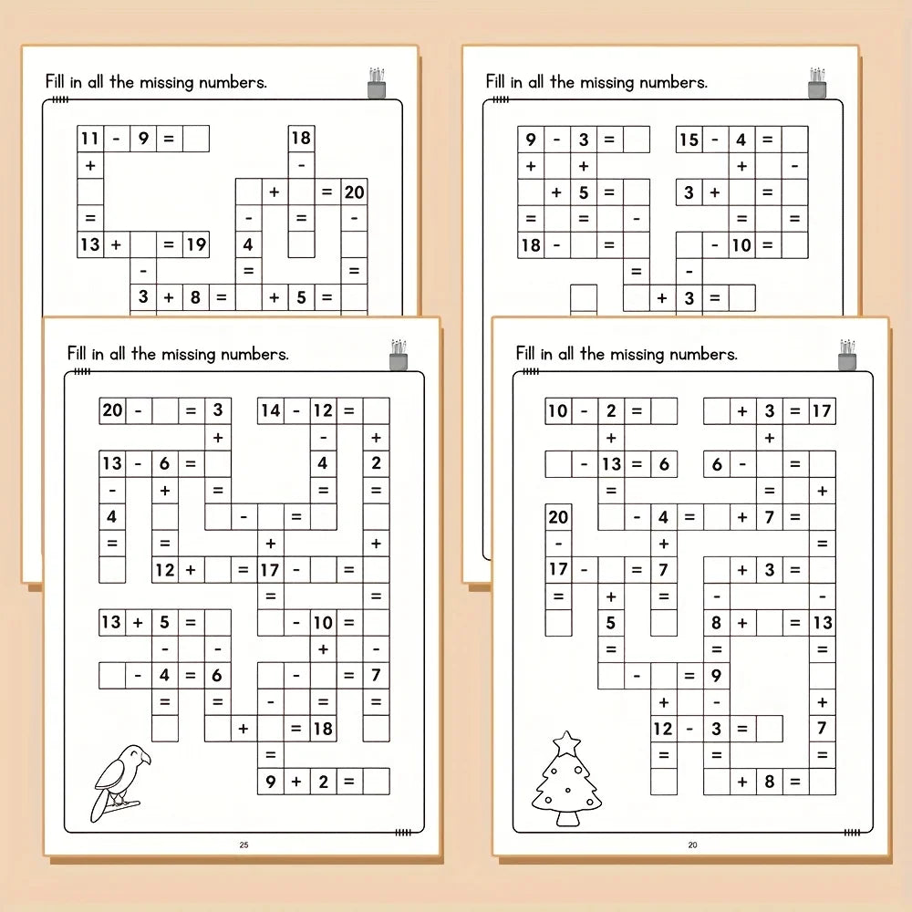 Children Math Crossword Puzzle Book Addition Subtraction
