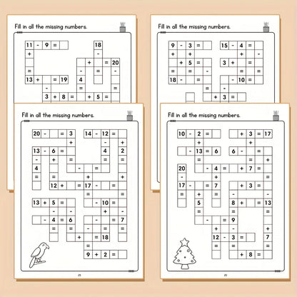 Children Math Crossword Puzzle Book Addition Subtraction