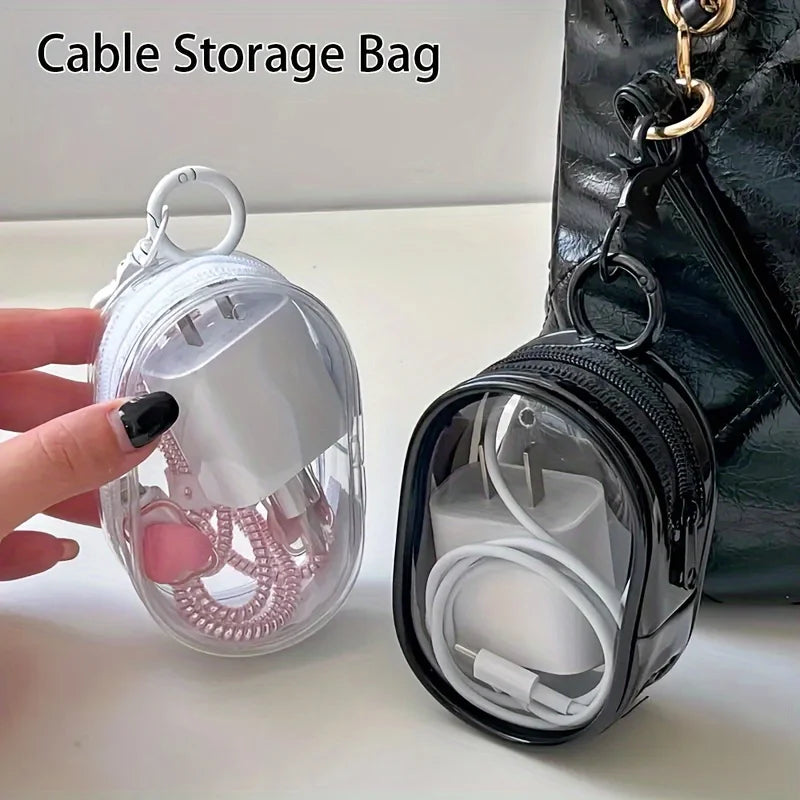 Mini Clear Zipper Storage Bag Earphone Organizer
