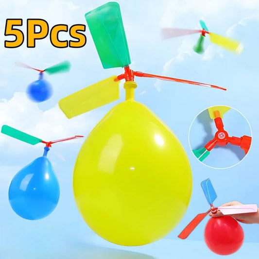Balloon Helicopter Propeller Toy DIY Whistle Set