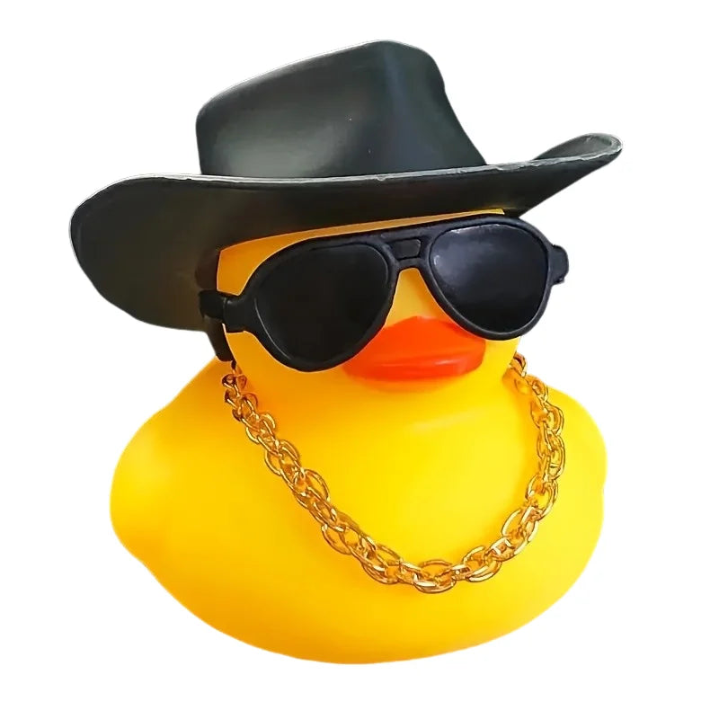 Duck Car Ornament with Cowboy Hat and Sunglasses Dashboard Decor