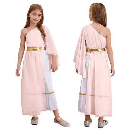 Girls Halloween Carnival Ancient Greek Roman Athena Goddesses Princess Queen Costume Greece Beauty Toga Worship Choir Dress Robe