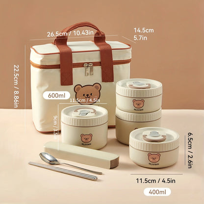 Large Capacity Stainless Steel Thermal Bento Box Cute Insulated Container