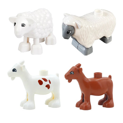 Zoo Animals Series Set Big Size Building Blocks Assemble Accessories Cute Birds Beasts Elephant Tiger Bricks Education Toys Kids