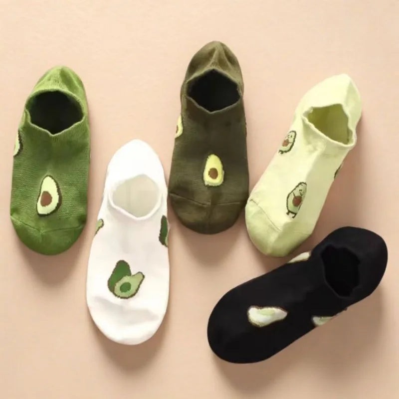 Avocado Flower Crew Ankle Socks Women's Low Cut Boat