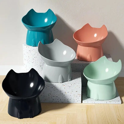 Elevated Cat Bowl Anti Tip Plastic Raised Pet Feeding
