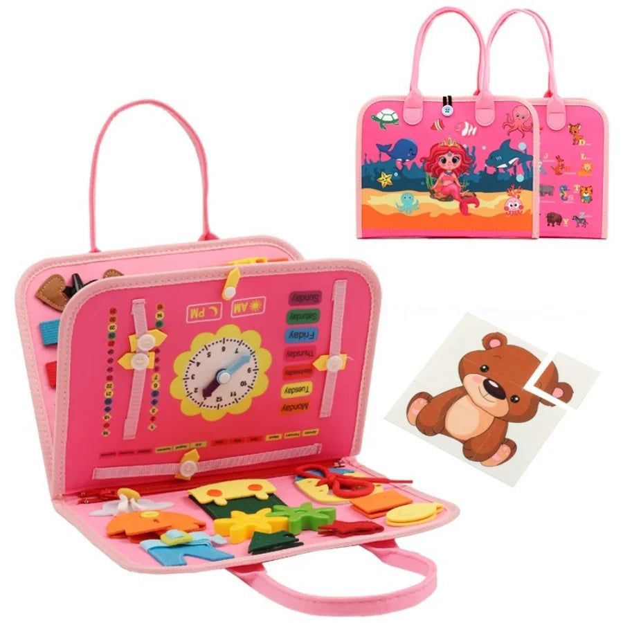 Montessori Busy Board Sensory Travel Activity Toy