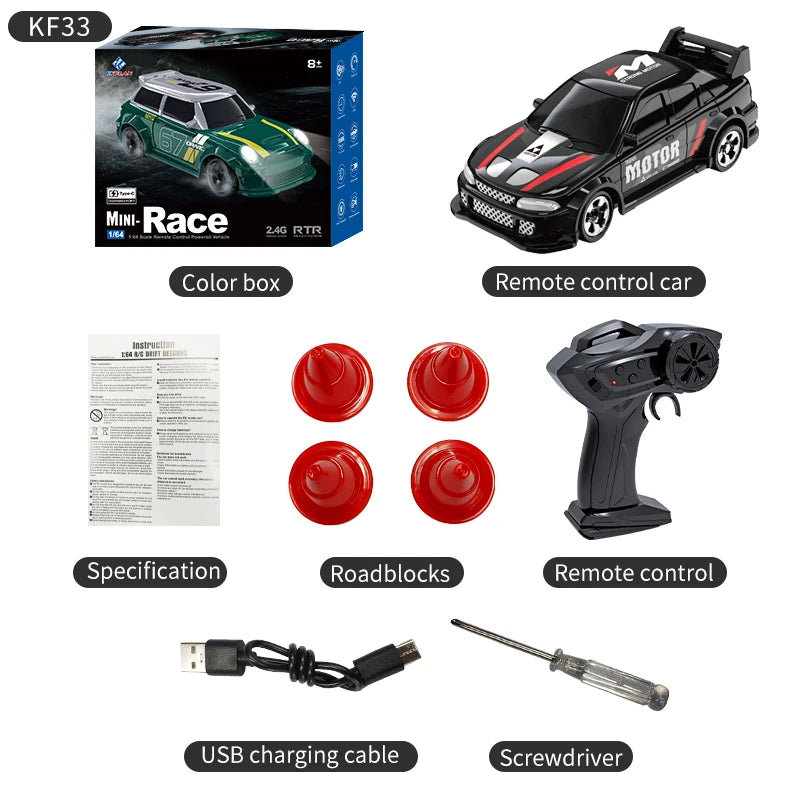Mini Drift RC Car 1:64 Proportional Remote Control Racing
