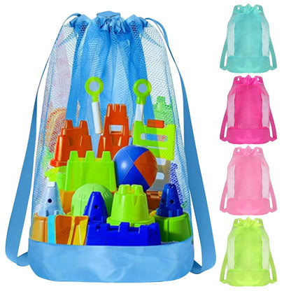 Extra-Large Sand-Resistant Drawstring Beach Backpack - Kids Pool Toys Storage Bag for Shell Collecting, Travel & Fitness